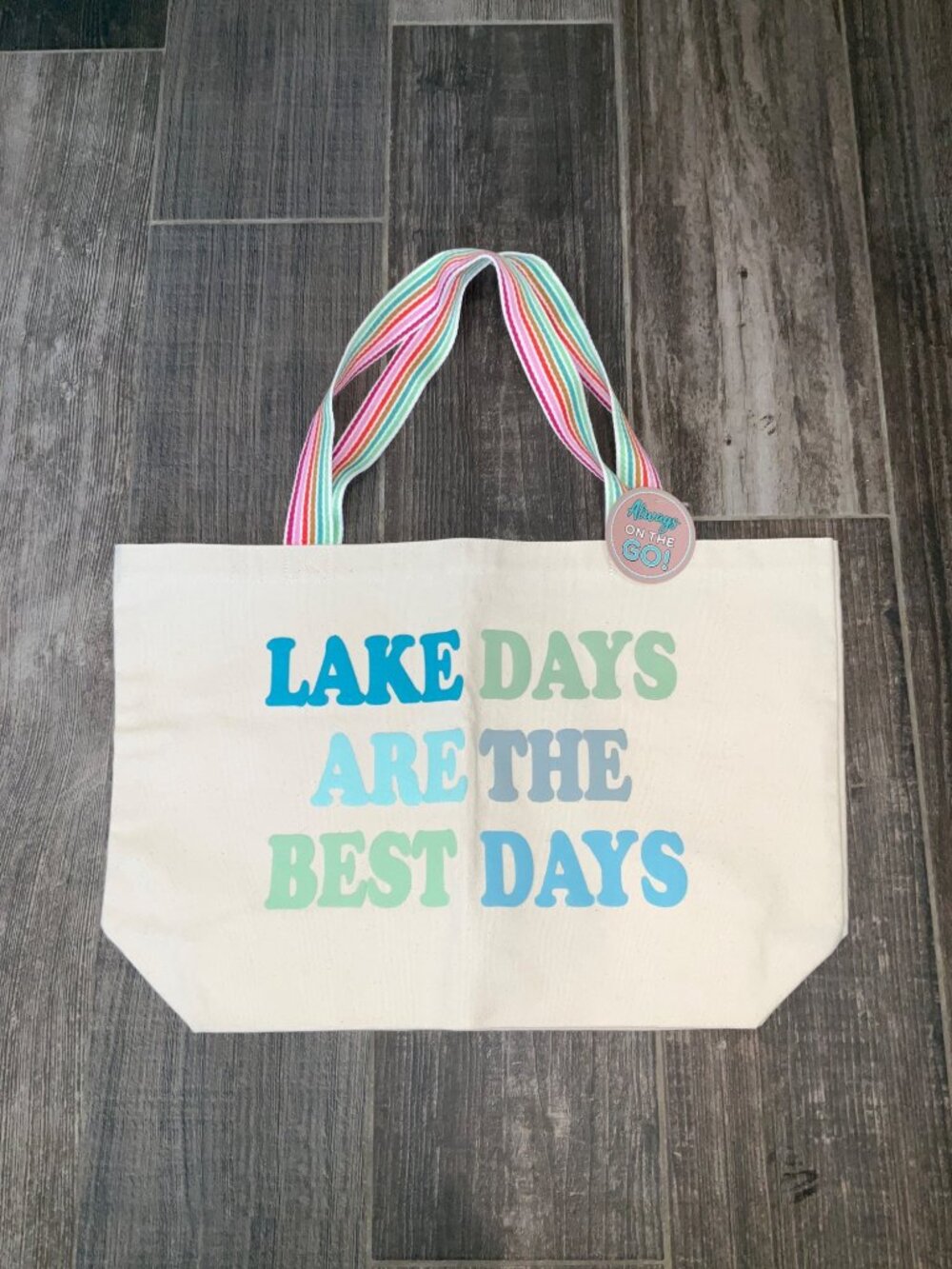 Jadelyn Brooke NEW Canvas Tote - Lake Days Are the Best Days - Natural - Picture 3 of 3